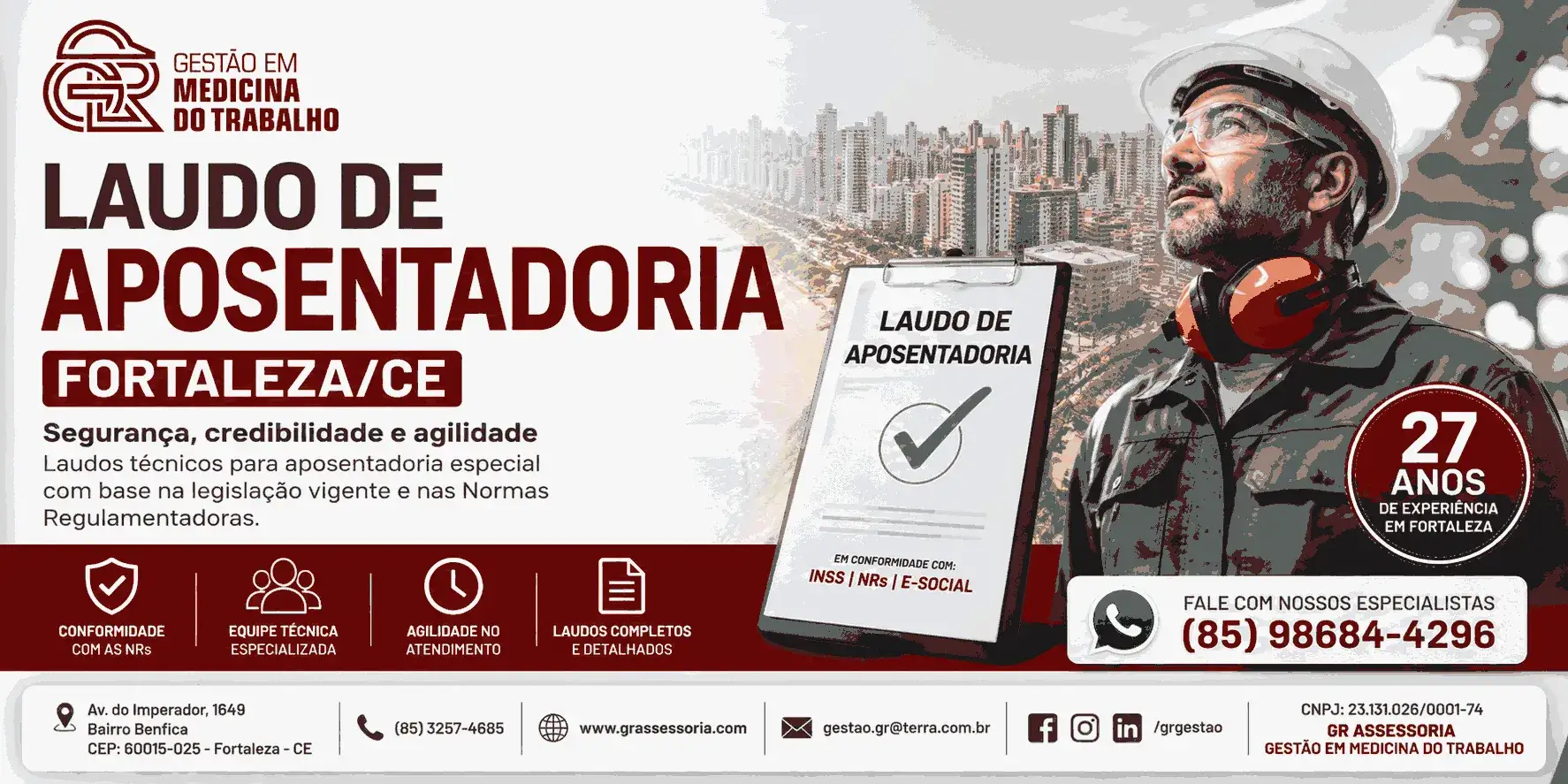 Laudo de aposentadoria em Fortaleza para avaliação das condições de trabalho